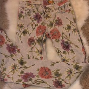 Anthropology Floral Stretch Skinny Jeans